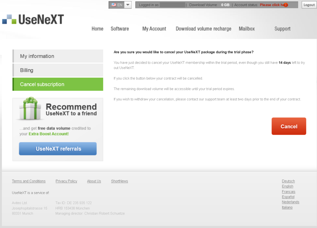 usenext cancel 3