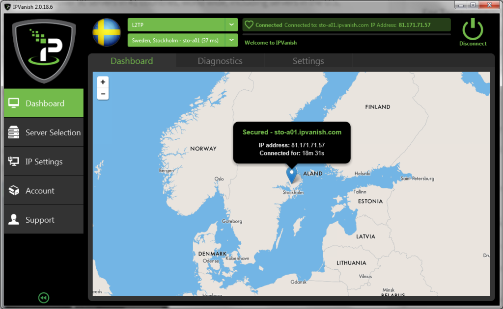 IPVanish Software Connected